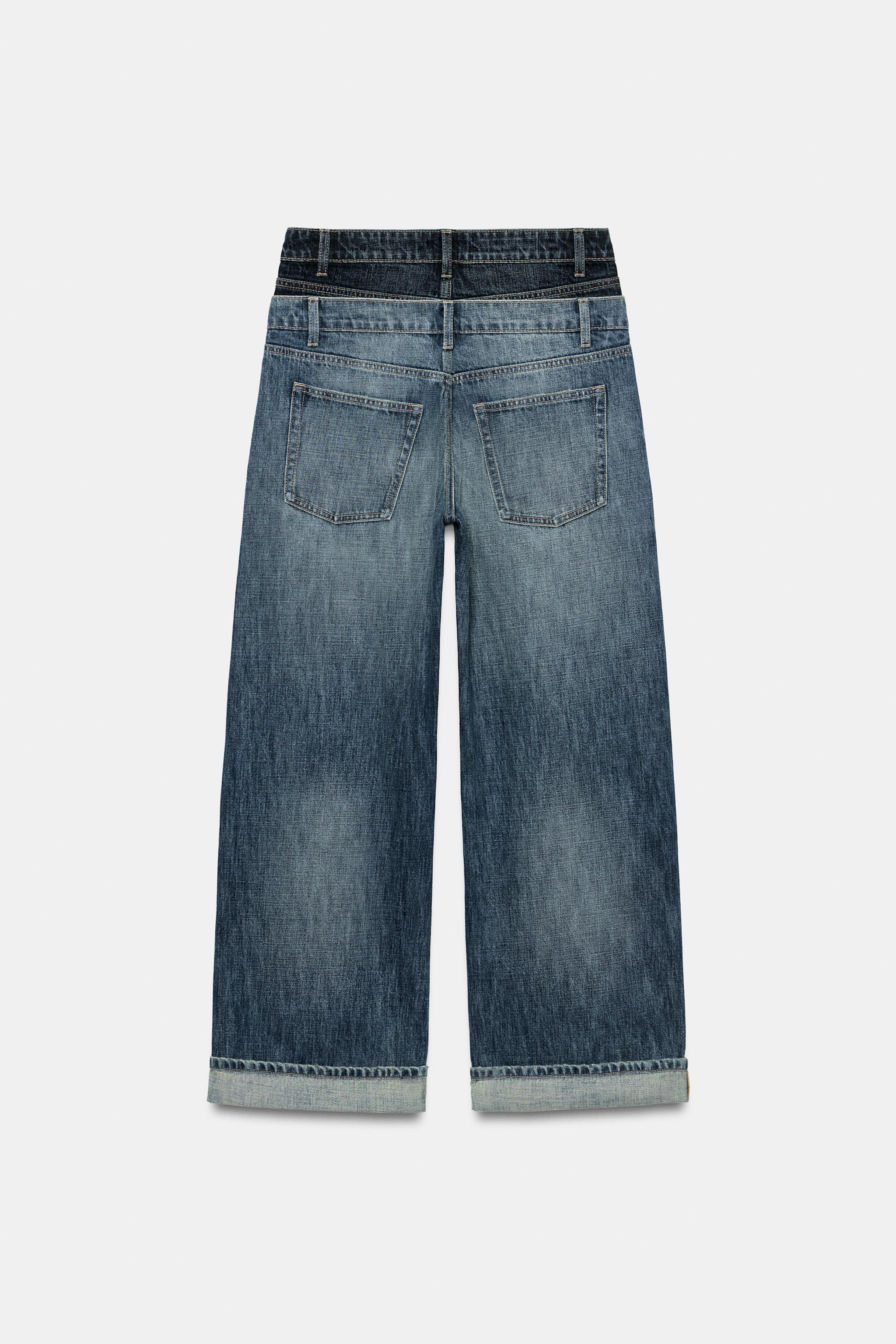 TRF LOOSE FOLDED LOW-RISE JEANS WITH DOUBLE WAISTBAND